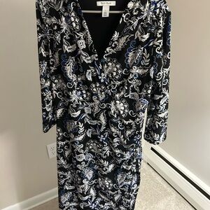 Blue and black floral dress size L White House black market